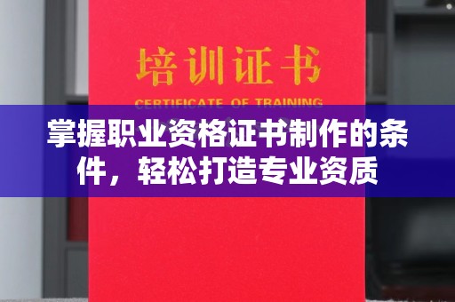 界首掌握职业资格证书制作的条件，轻松打造专业资质